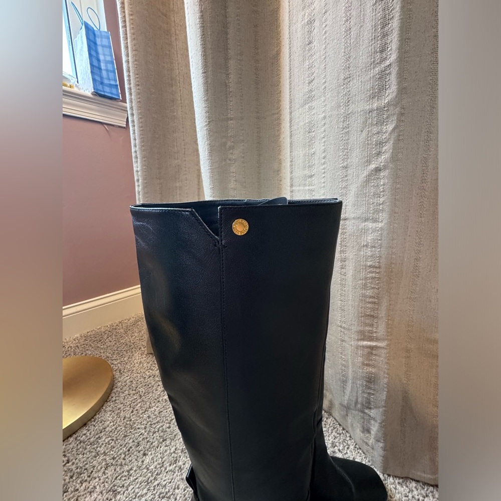 Cole Haan Chrystie Black Leather Heeled Boots, 9B - Picture 5 of 10